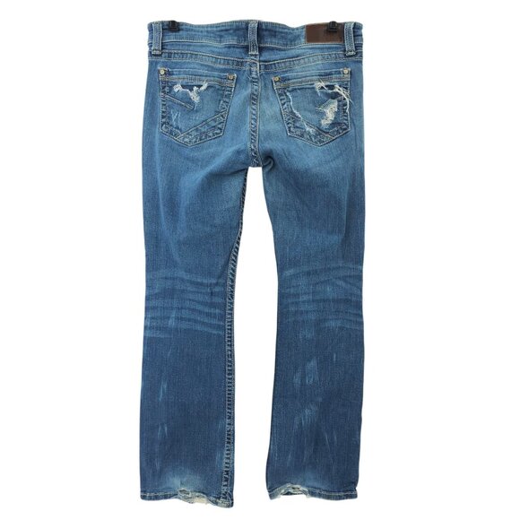 Buckle BKE Stella Jeans Stretch Size 30 Short Boot Low Rise Med Wash Distressed - Picture 2 of 13